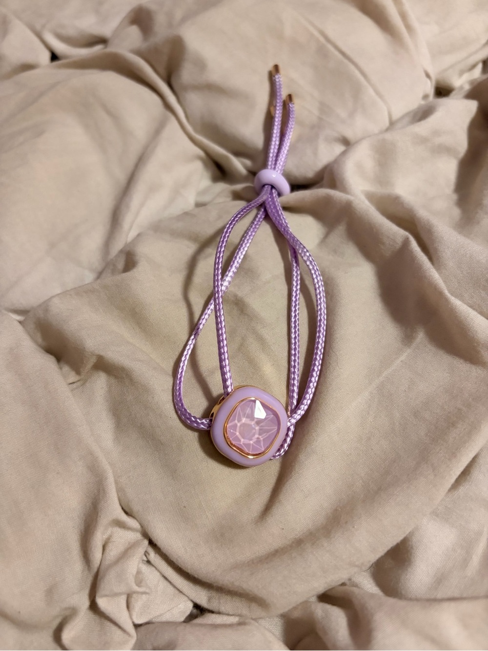 Lavender Crystal Cord Bracelet Adjustable Pastel Coquette Accessory